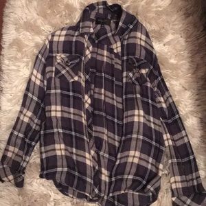 Navy blue and white flannel